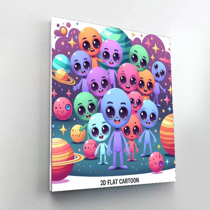 Curious Alien Friends Paint By Numbers Art