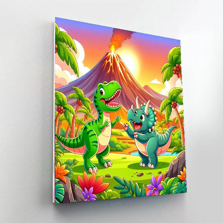 Friendly Dinosaurs Expedition Number Painting