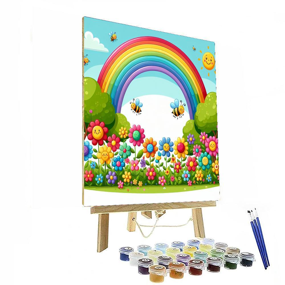 Cheerful Rainbow Garden Paint By Numbers Art