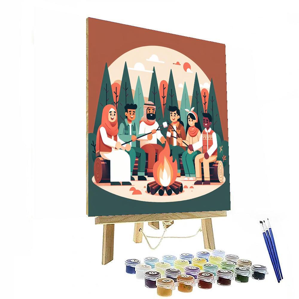 Forest Campfire Adventure Painting Number Kit