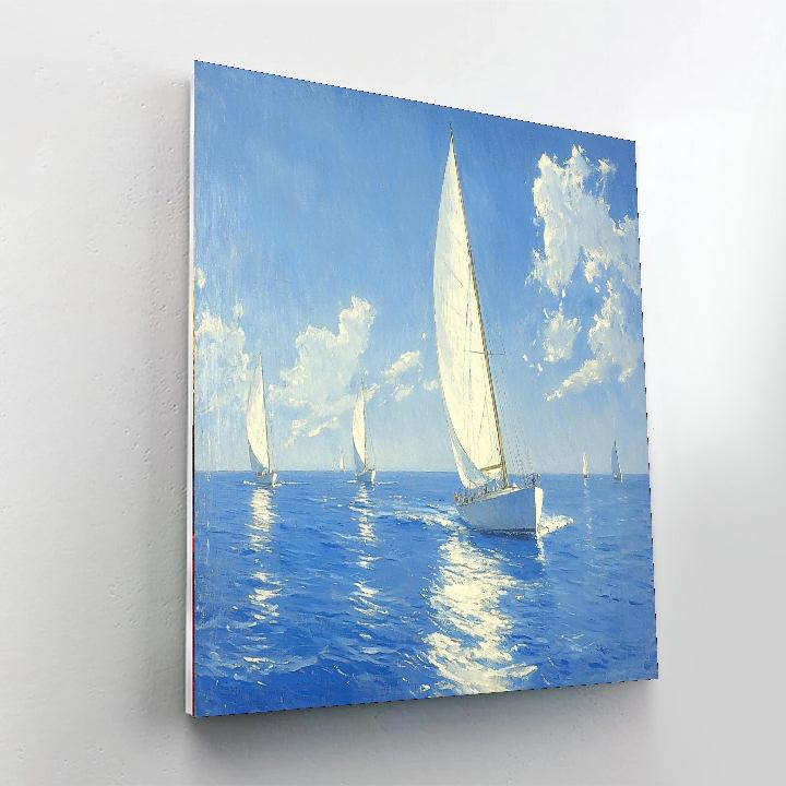 Winslow Homer Inspired Timeless Sailboat Voyage  Number Painting