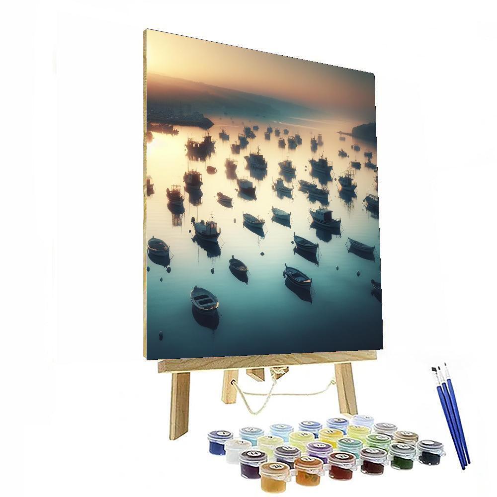 Misty Harbor Dawn Painting Number Kit