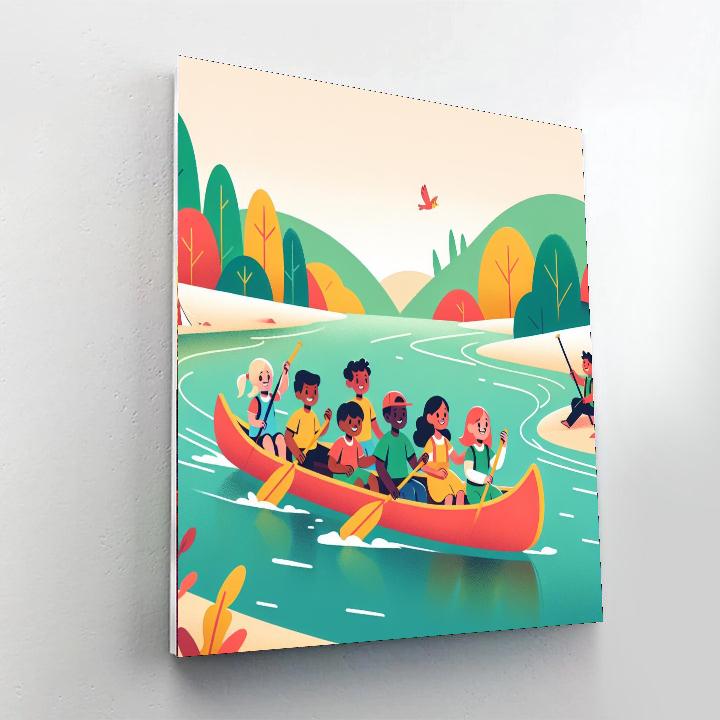 Riverside Canoe Adventure Paint By Numbers Art