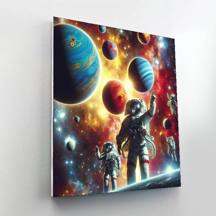 Astronauts And Planets Delight Painting By Numbers Kit