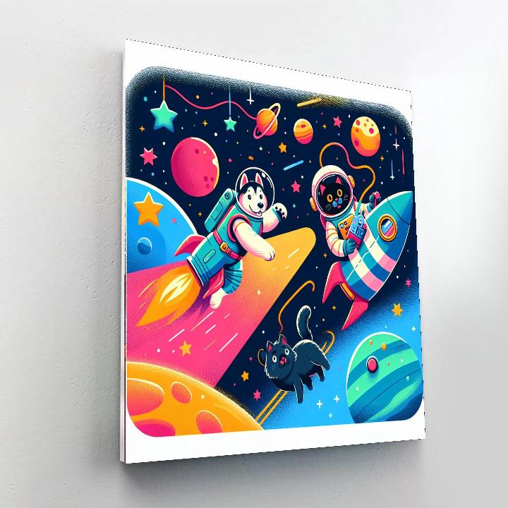 Animal Adventures In Space Painting By Numbers Kit