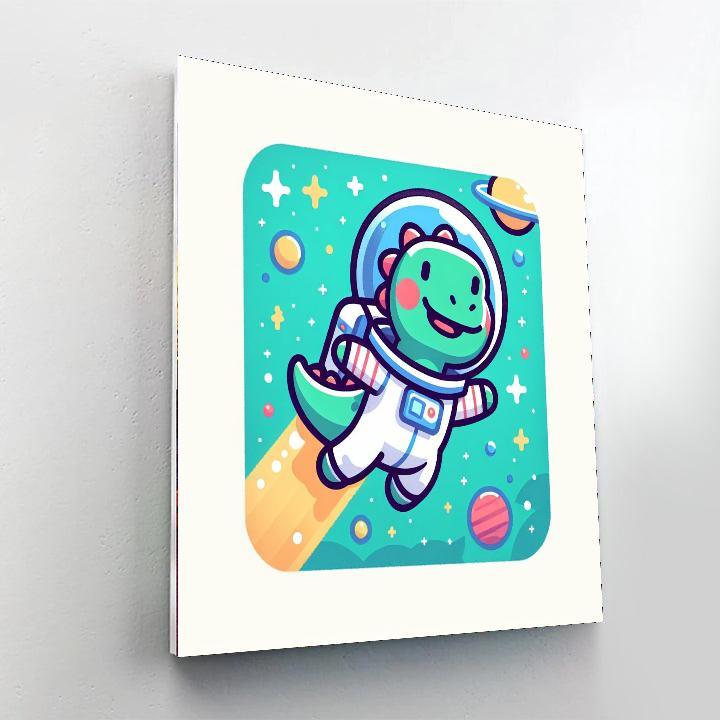 Space Dinosaur's Cosmic Voyage Paint By Color