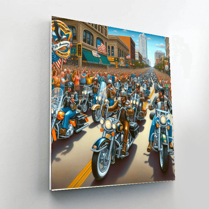 Harley Davidson 110th Anniversary Rally Paint By Numbers Art