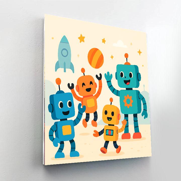 Cute Robot Adventures Numbered Painting Kits
