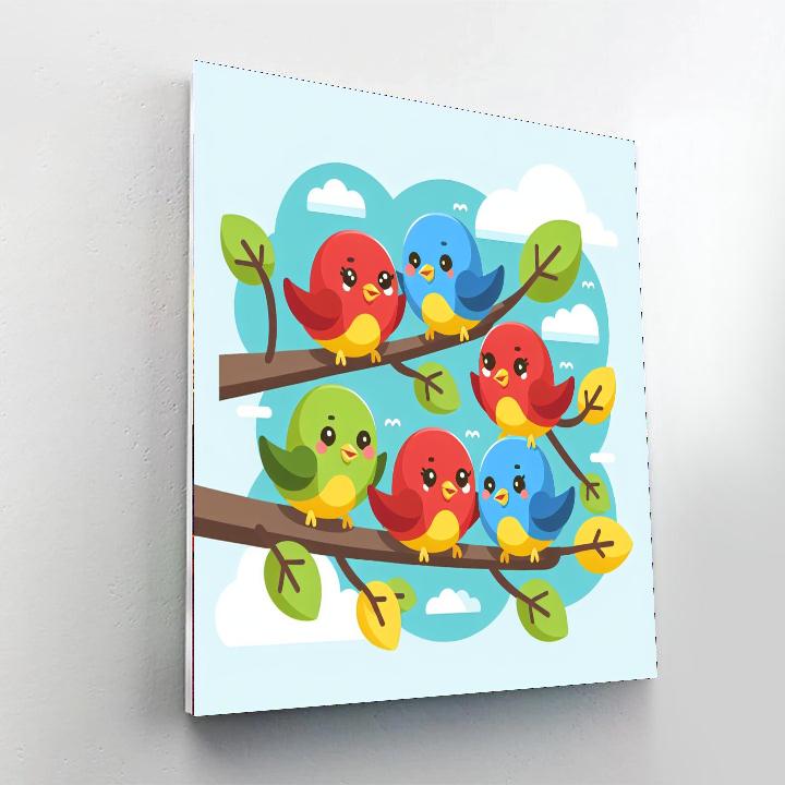 Colorful Birds Numbered Painting Kits
