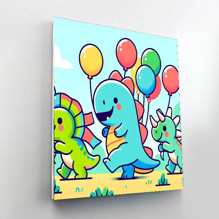 Cheerful Dino Parade Painting Number Kit