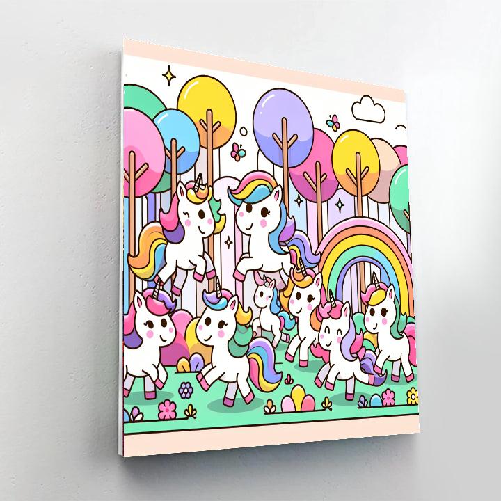 Magical Forest Unicorns Paint By Numbers Art