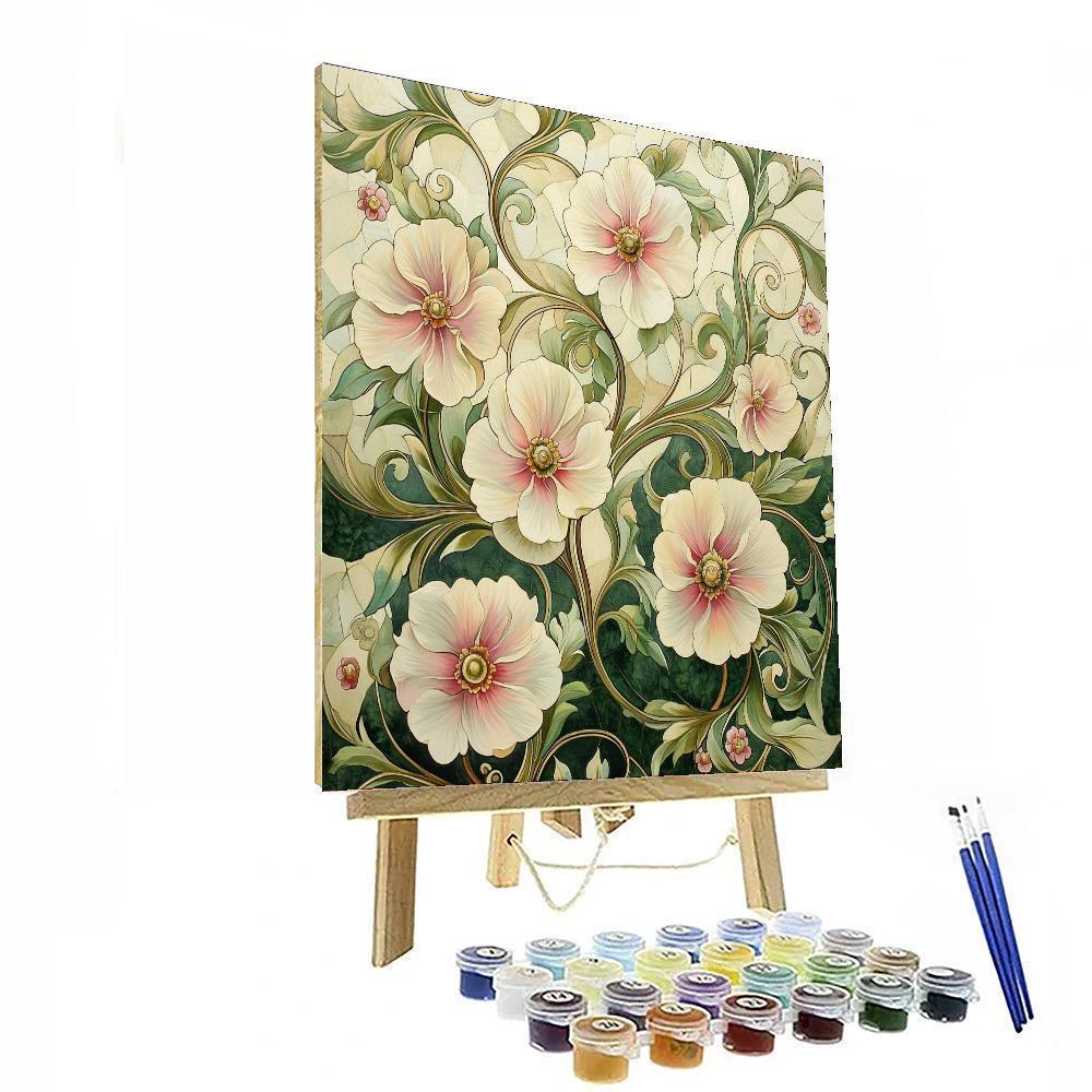 Alphonse Mucha Inspired Enchantment Of Floral Harmony  Paint By Numbers