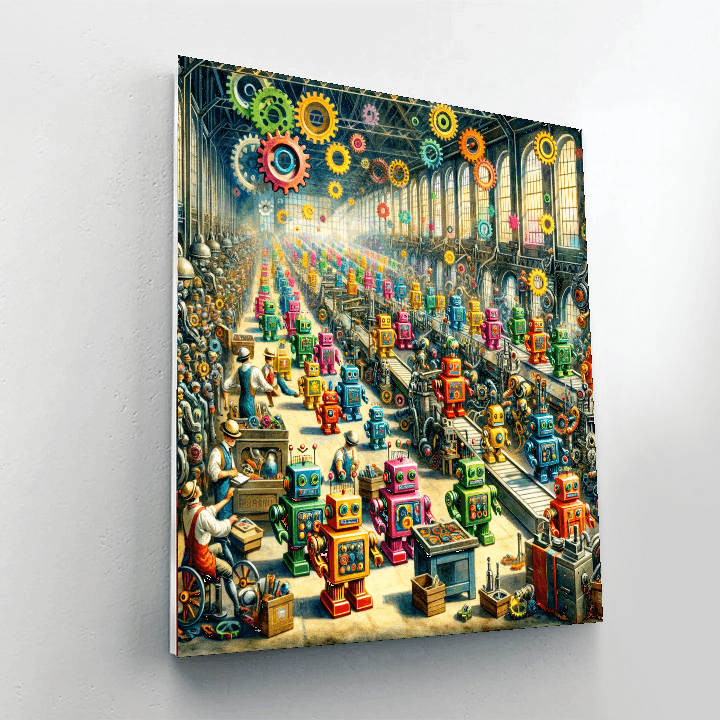 Exciting Robot Factory Paint By Numbers Kits