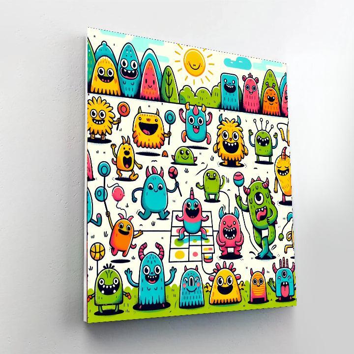 Silly Monsters Playing Games Painting By Numbers Kit