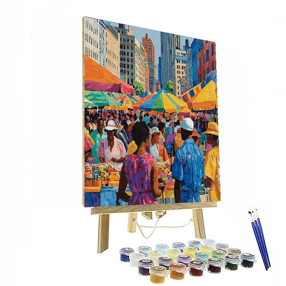 Kehinde Wiley Inspired Vibrant Urban Market  Paint By Numbers