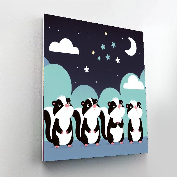 Star Gazing Skunks Paint By Numbers