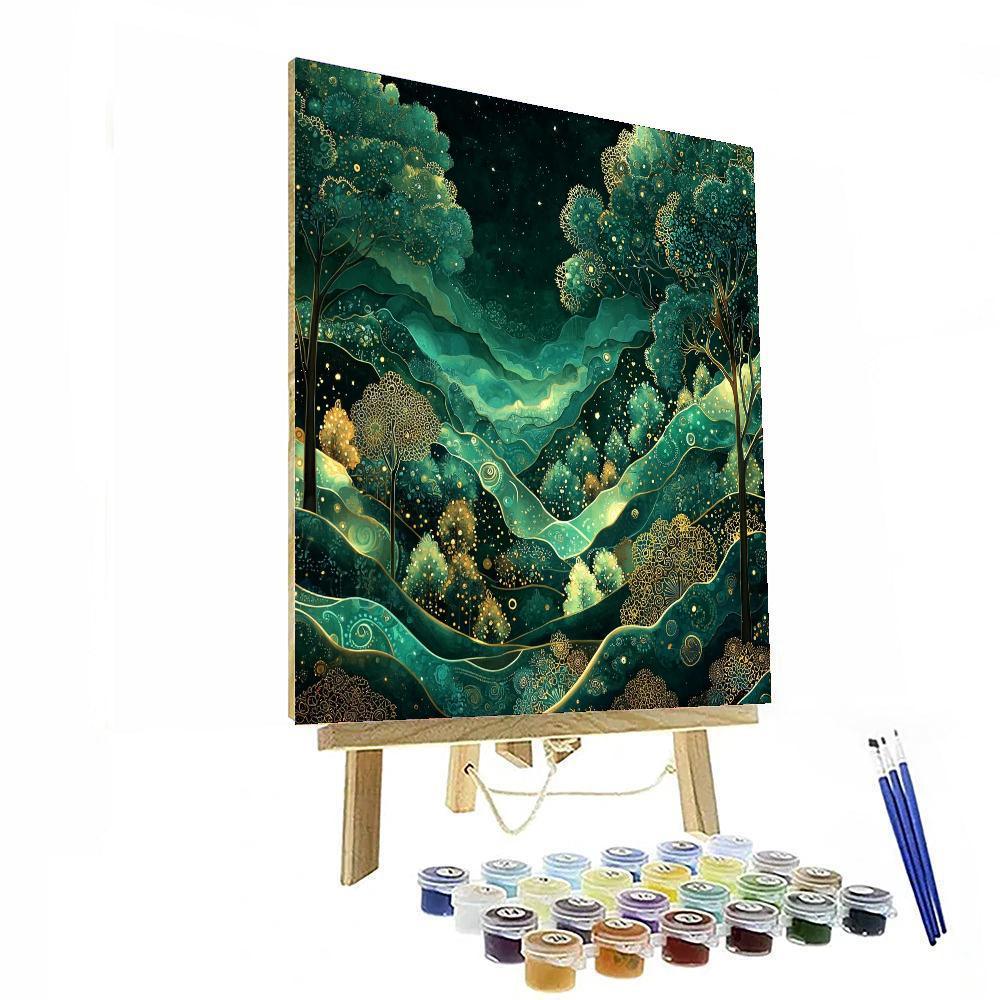 Gustav Klimt Inspired Mystical Fractal Landscapes  DIY Paint By Numbers