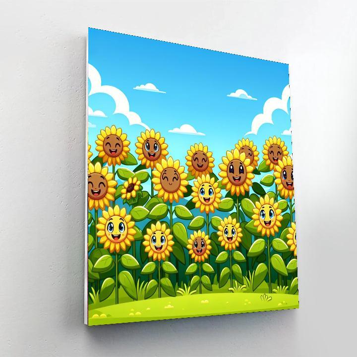 Happy Sunflower Field Paint By Numbers Art