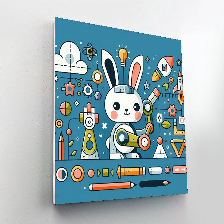 Space Inventor Rabbit Number Painting