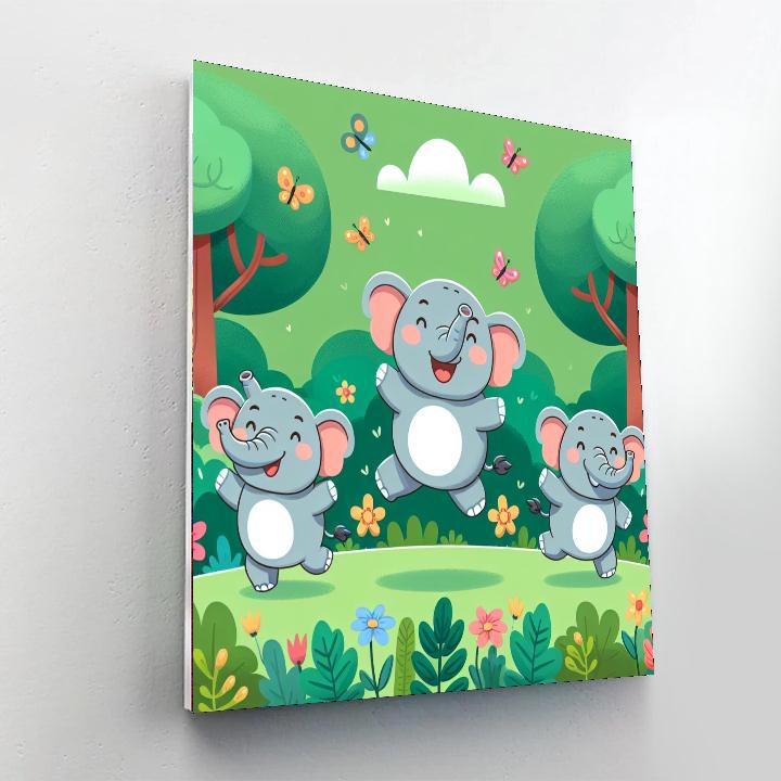 Bouncy Elephants Number Painting