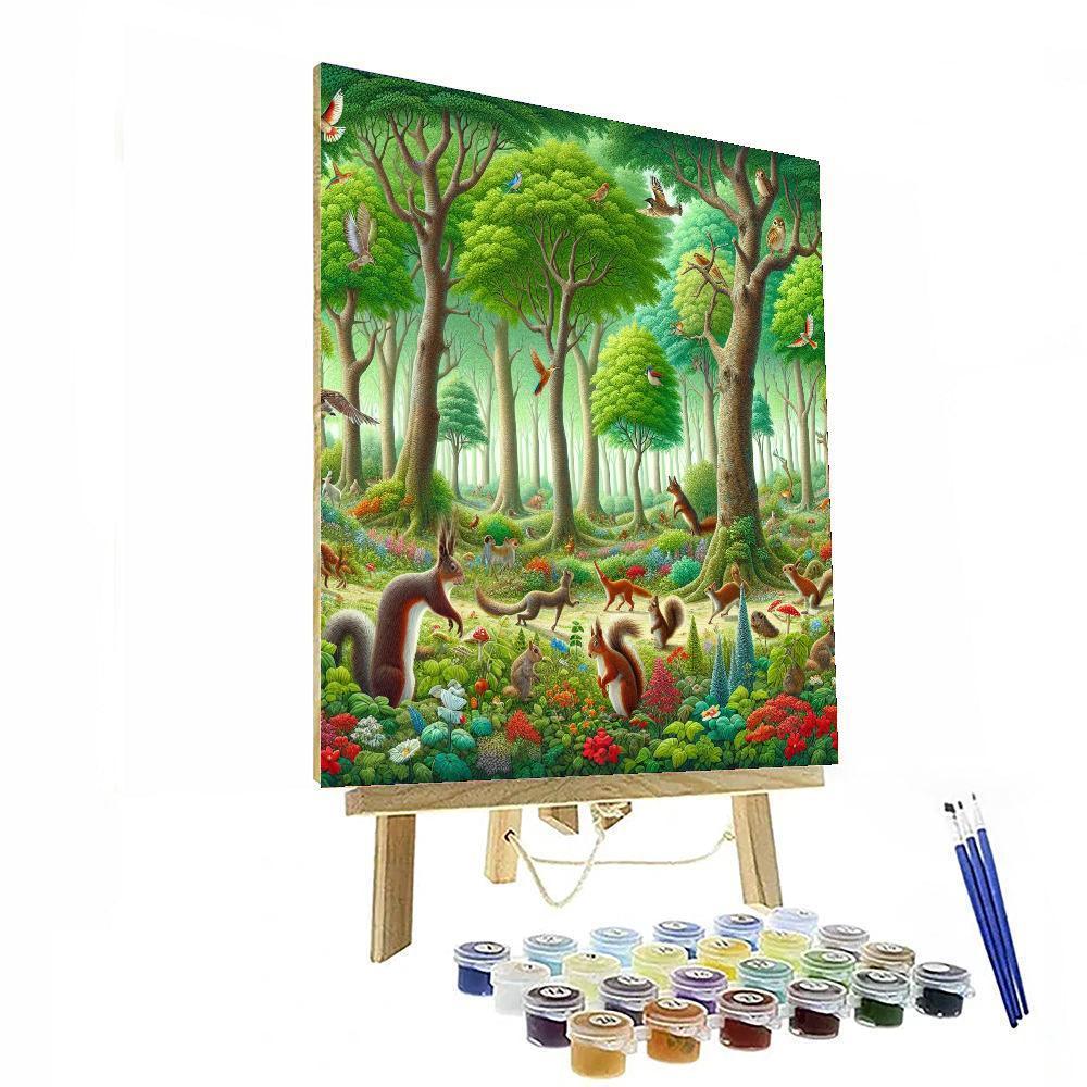 Playful Forest Animals Paint By Numbers Art