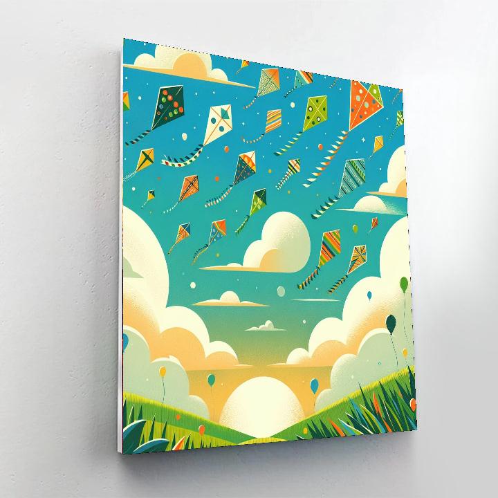 Rainbow Kites Painting Number Kit