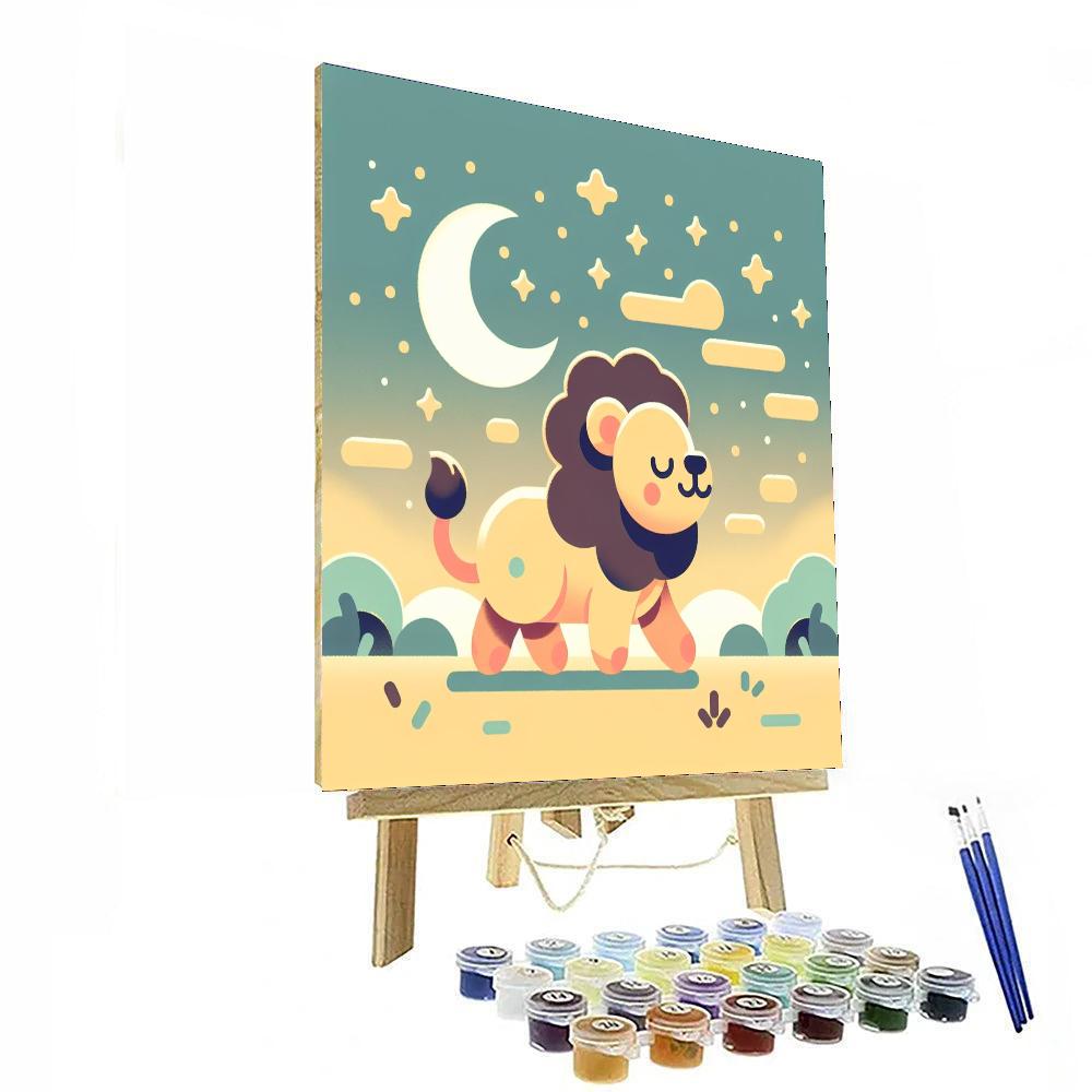 Lunar Lion's Moonlit Stroll Painting Number Kit
