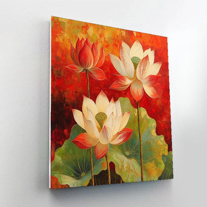 Nandalal Bose Inspired Sacred Lotus Symphony  DIY Paint By Numbers