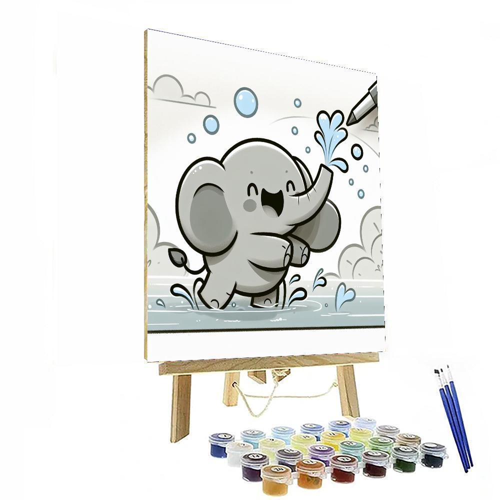 Energetic Elephant Splash Paint By Number