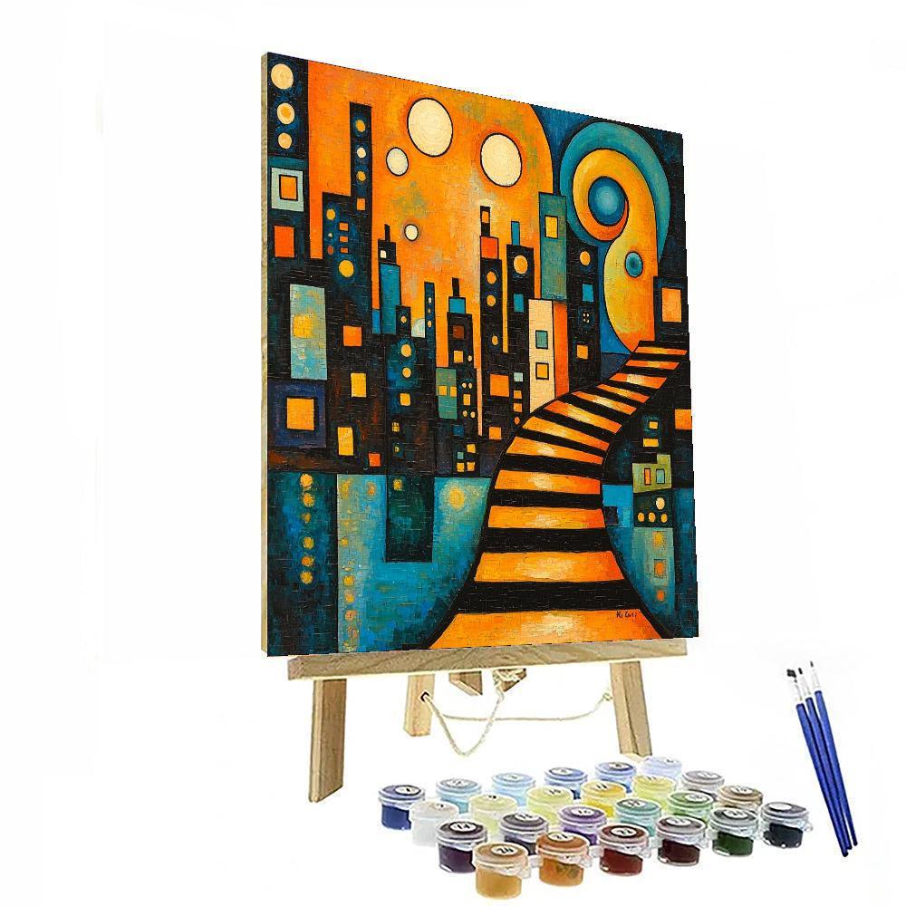 Wassily Kandinsky Inspired Rhythm Of The City At Dusk  Numbered Painting Kits