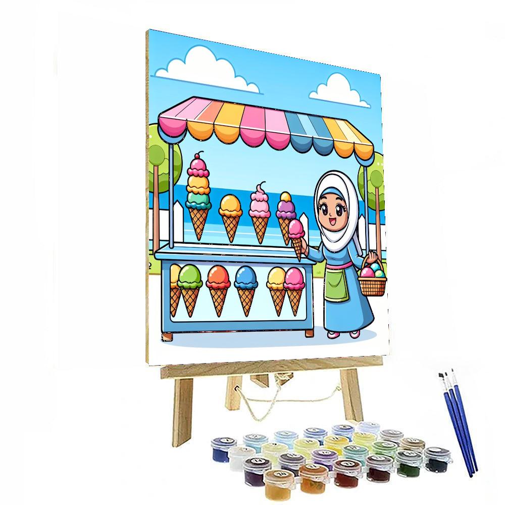 Sunny Ice Cream Stand Paint By Numbers Art