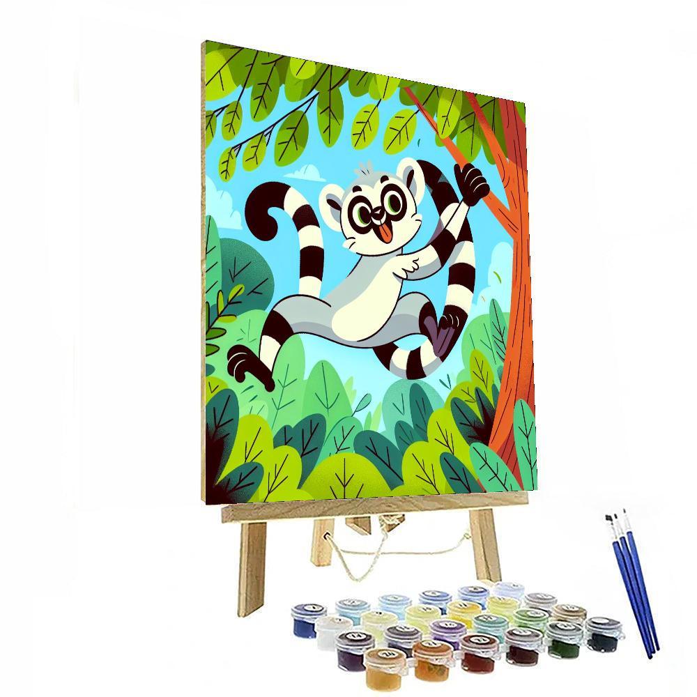 Lively Lemur Leap Number Painting