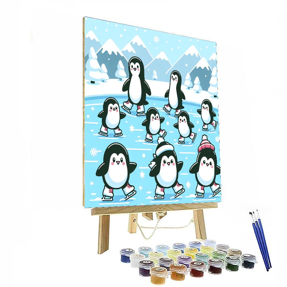 Penguin Ice Skating Party Numbered Painting Kits