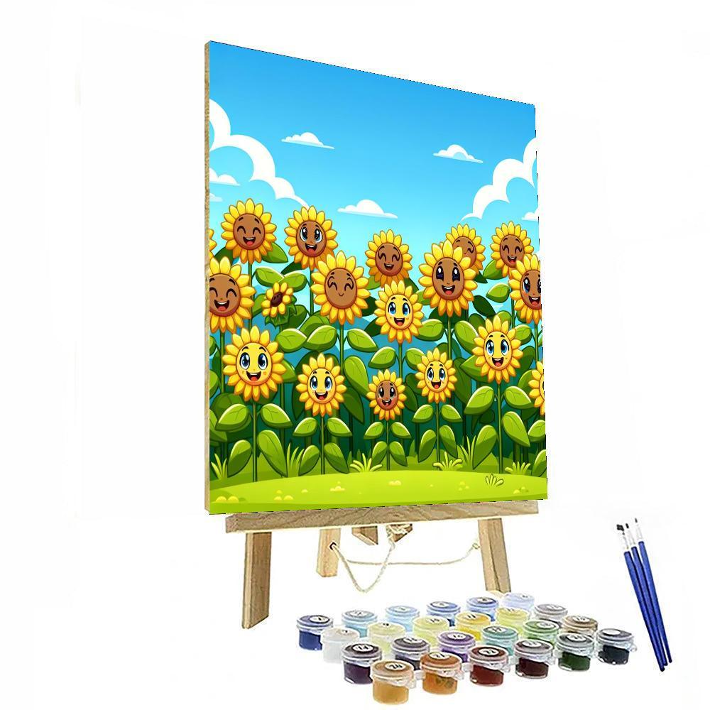 Happy Sunflower Field Numbered Painting Kits