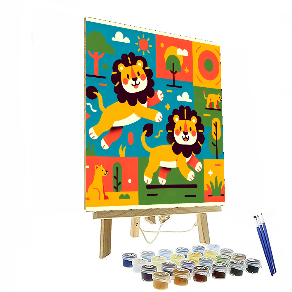 Lively Lion Leap Number Painting