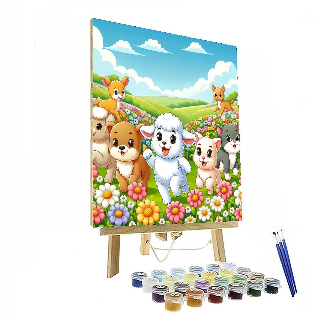 Bouncy Baby Animals Paint By Numbers Art