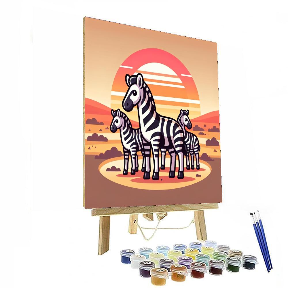 Sunset Safari Zebras Paint By Numbers