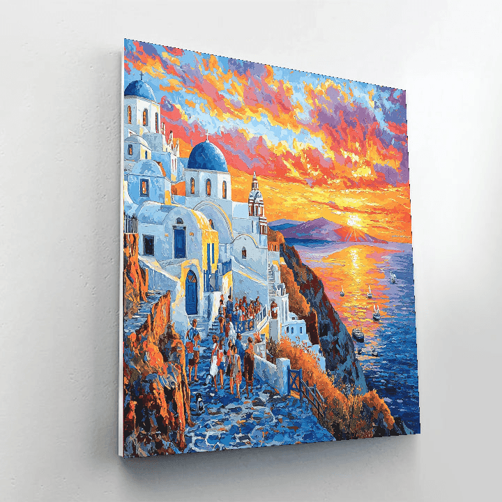 Santorini Sunset - Santorini, Greece Numbered Painting Kits
