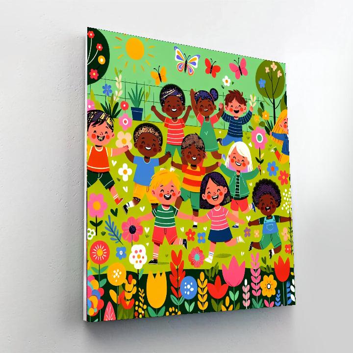 Sunny Garden Playdate Paint By Numbers Art