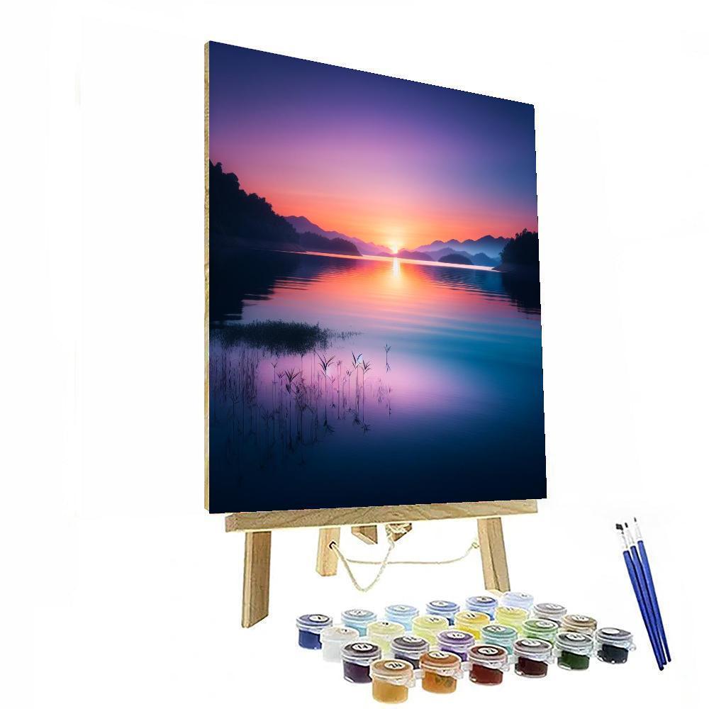Peaceful Lakeside Dusk Paint By Numbers Art