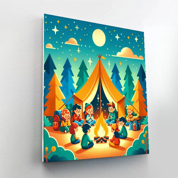 Cute Camper's Night Out Painting Number Kit