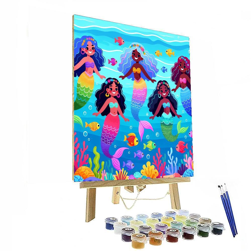 Colorful Mermaid Lagoon Number Painting