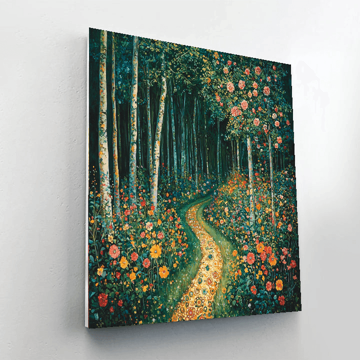 Klimt Inspired Vibrant Forest Path  Paint By Number
