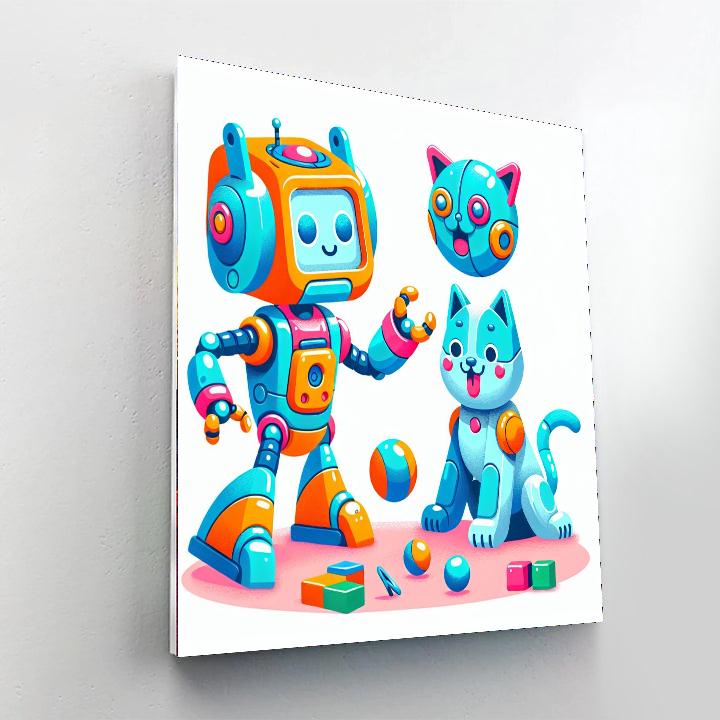 Funny Robot Pets Painting Number Kit