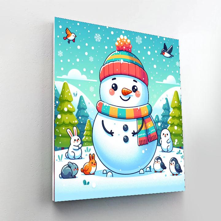 Cozy Snowman Painting Number Kit
