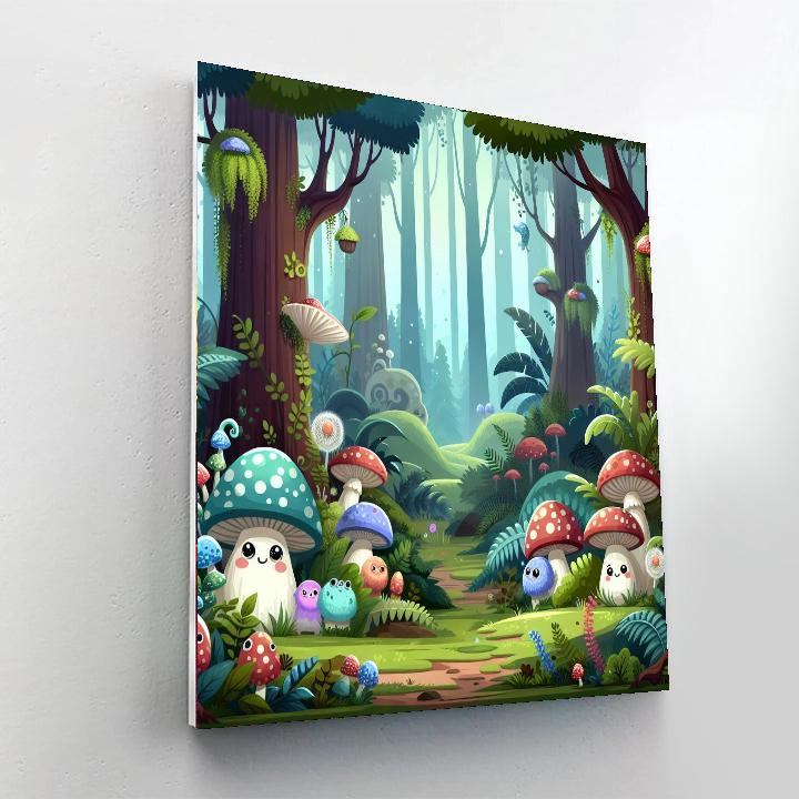 Mystical Mushroom Quest Number Painting