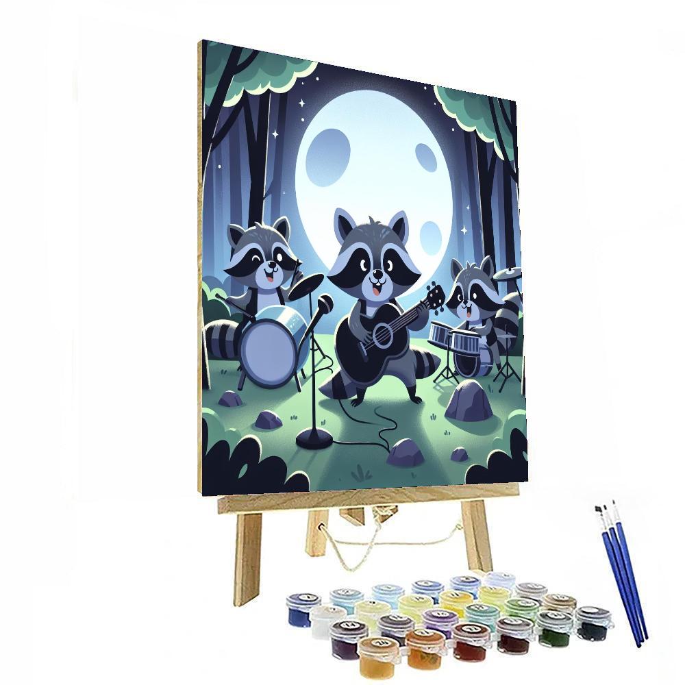 Raccoon Rock Band Number Painting