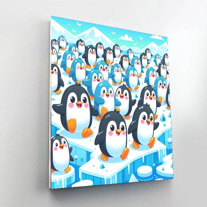 Bubbly Penguin March Number Painting