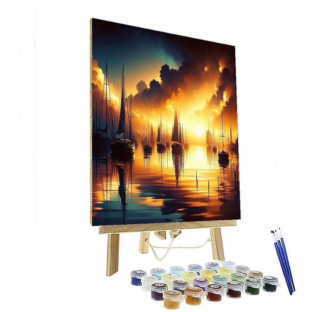 Glimmering Sunset Harbor Paint By Numbers Kits