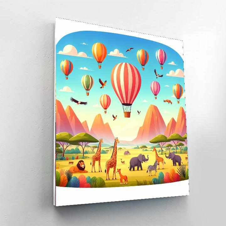 Adventurous Balloon Safari Paint By Numbers Art